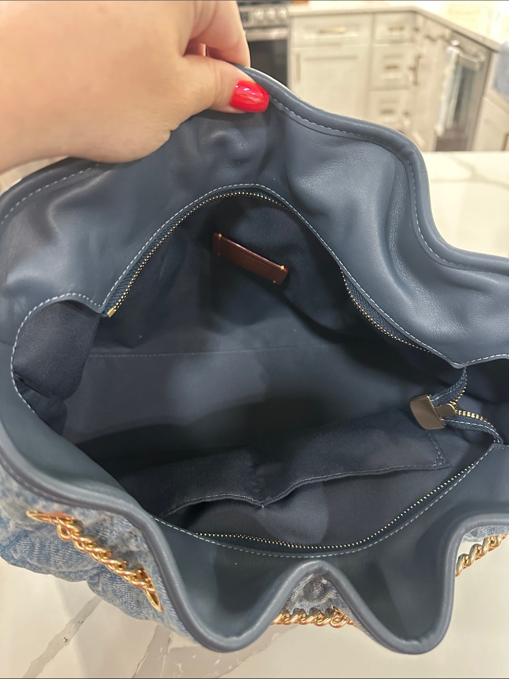 Coach Quilted Denim Shoulder Bag with Gold Hardware - Picture 4 of 13